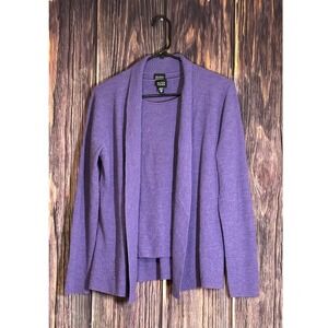Eileen Fisher Sweater Set Womens Sz XS Purple Merino Wool Tank Cardigan Luxury